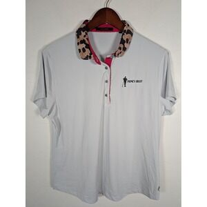 Greyson Polo Shirt Woens XL White Payne's Valley Golf Cheetah Collar Performance